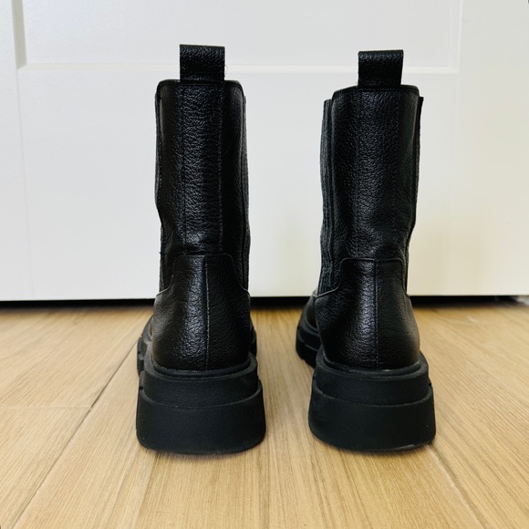 MNG Black Leather Combat Boots Thick Rubber Track Sole Ankle/Calf High - Picture 10 of 17